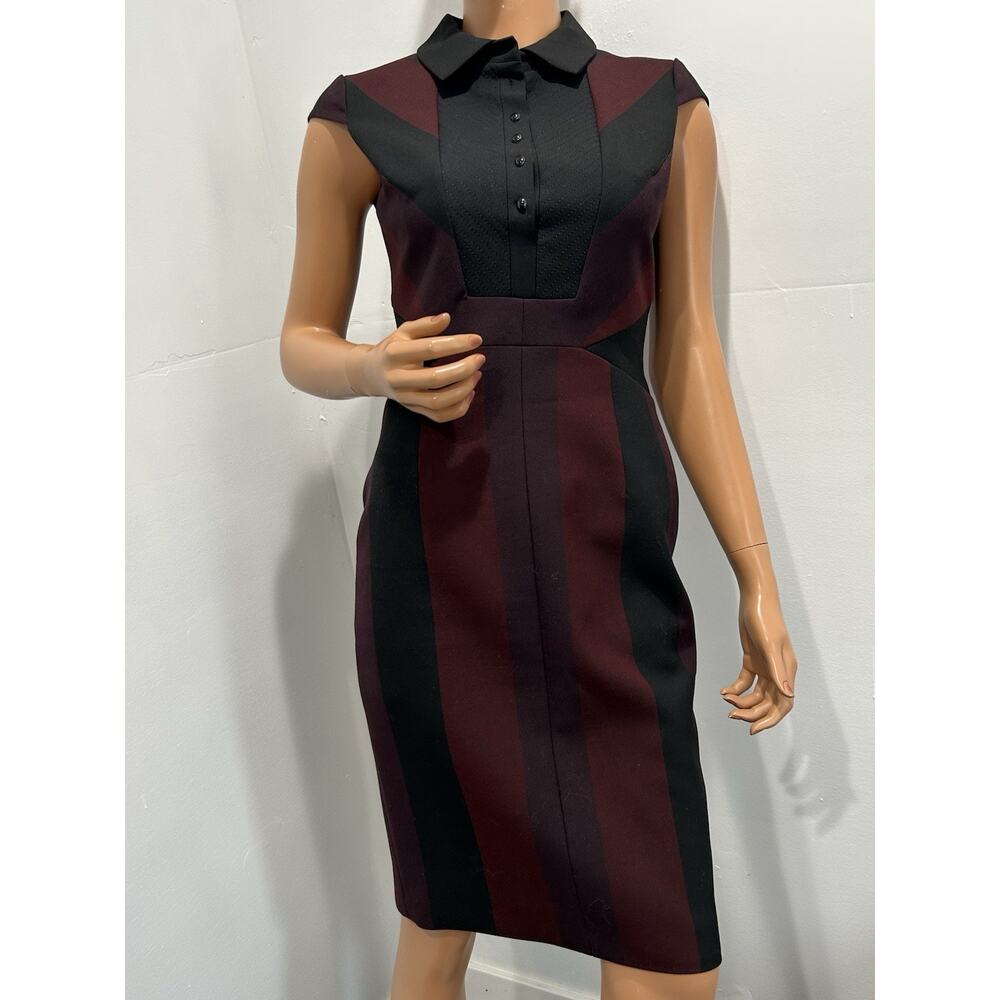 karen millen dress Body Shape Size 6 US Small Black And Burgundy Striped - Picture 10 of 10